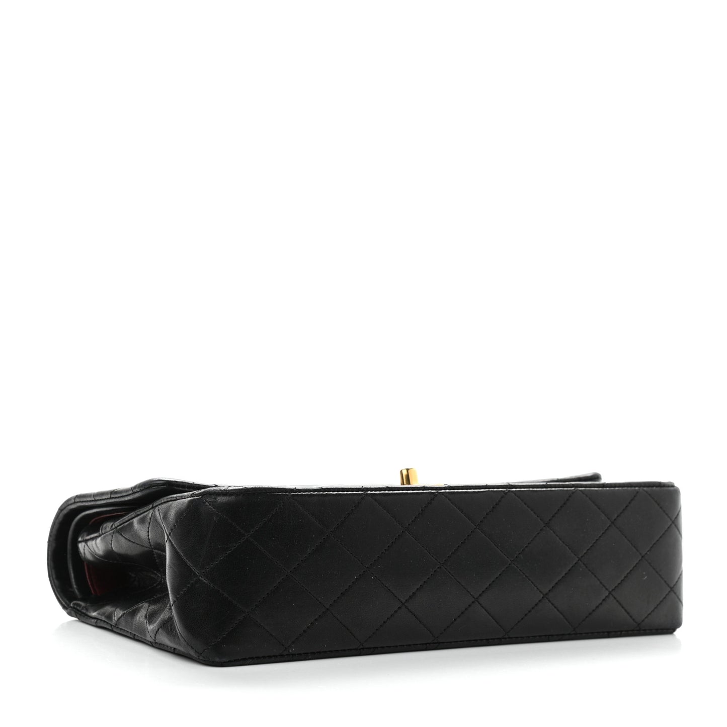 Lambskin Quilted Medium Double Flap Black