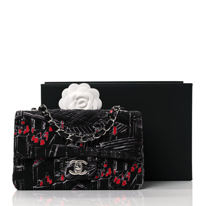 Chanel Fabric Printed Paris Rooftops Quilted Mini Rectangular Flap Black Red White 29 of 30