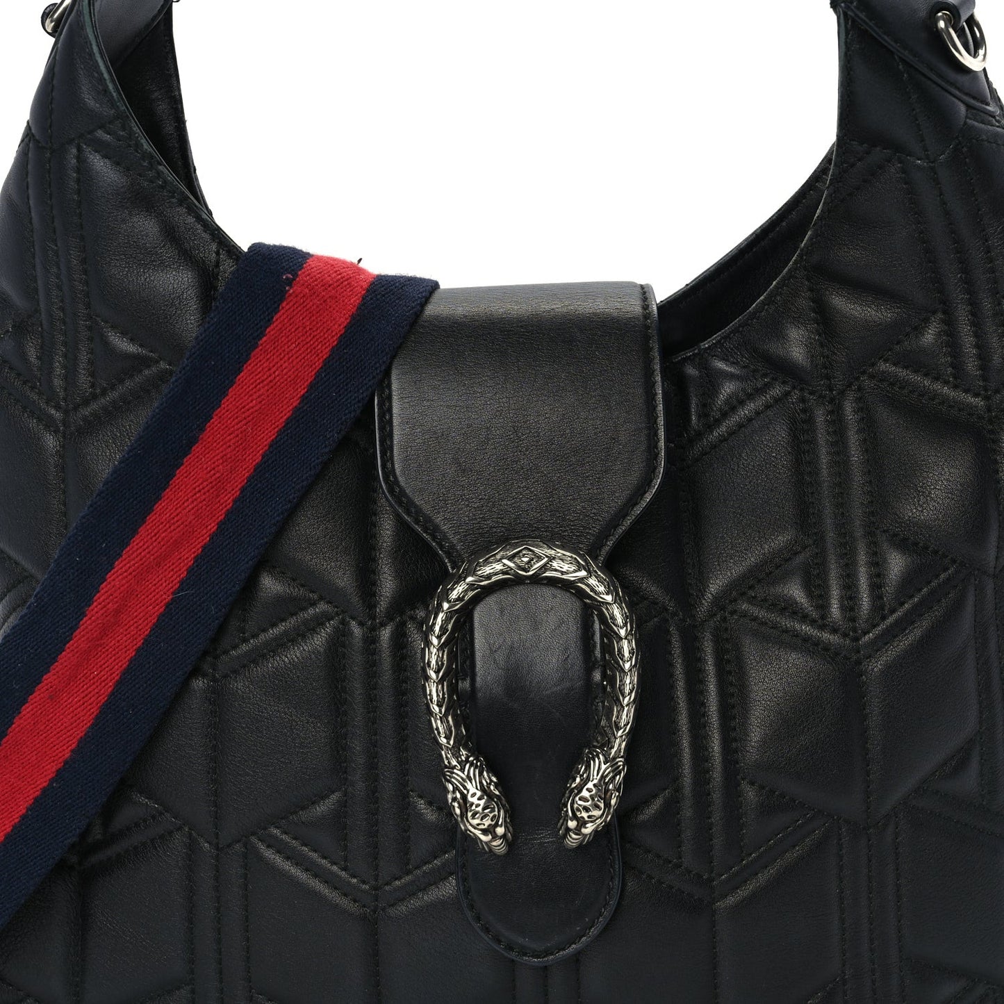 Calfskin Web Quilted Medium Dionysus Hobo Black