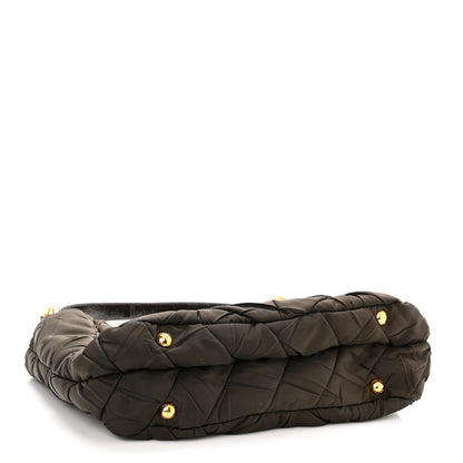 Prada Tessuto Nylon Chevron Quilted Shoulder Bag Brown 3 of 9