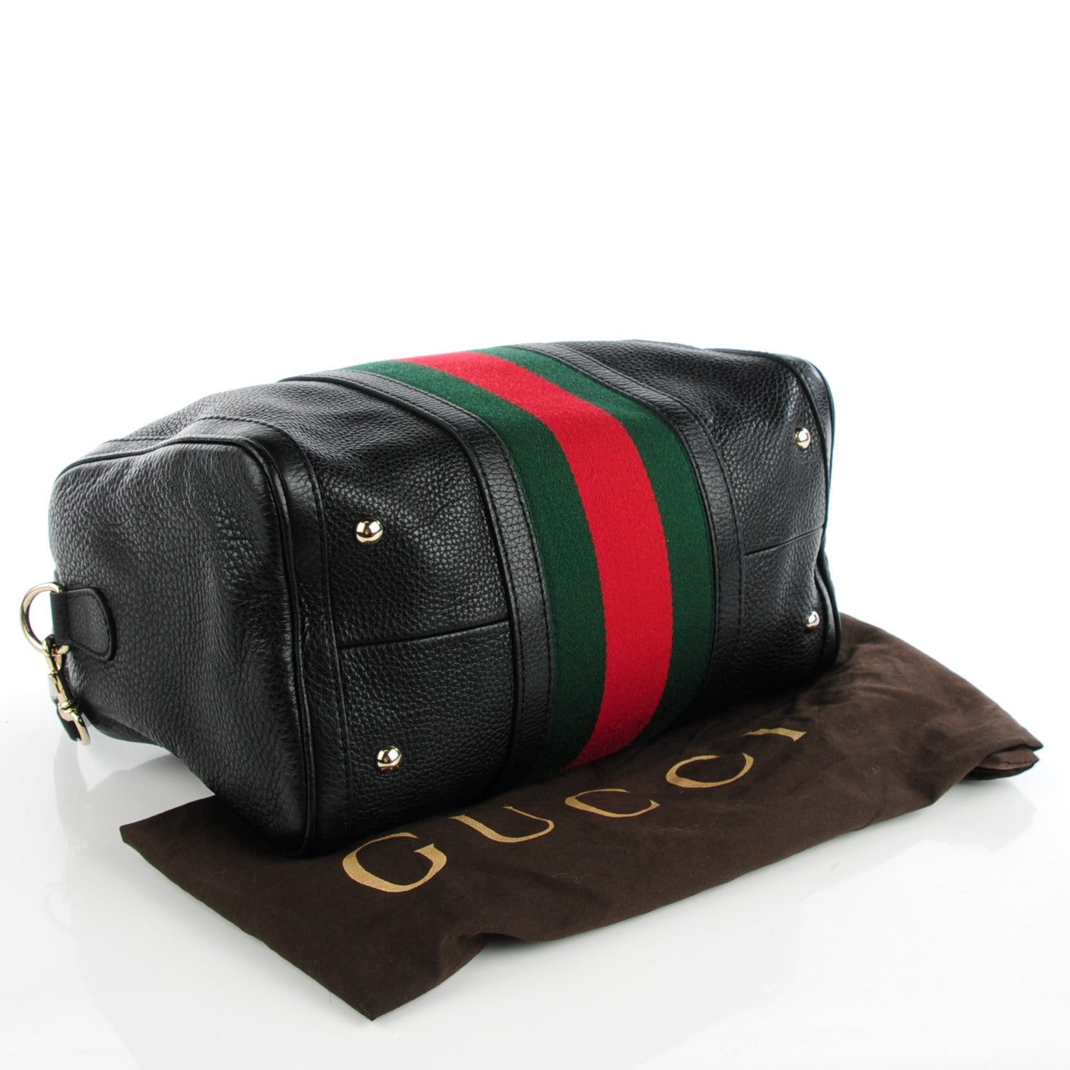 Gucci Calfskin Vintage Web Medium Boston Black 4 of 7