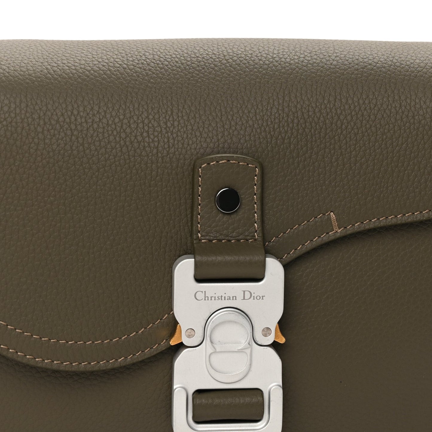 Grained Calfskin Small Saddle Messenger Bag Green