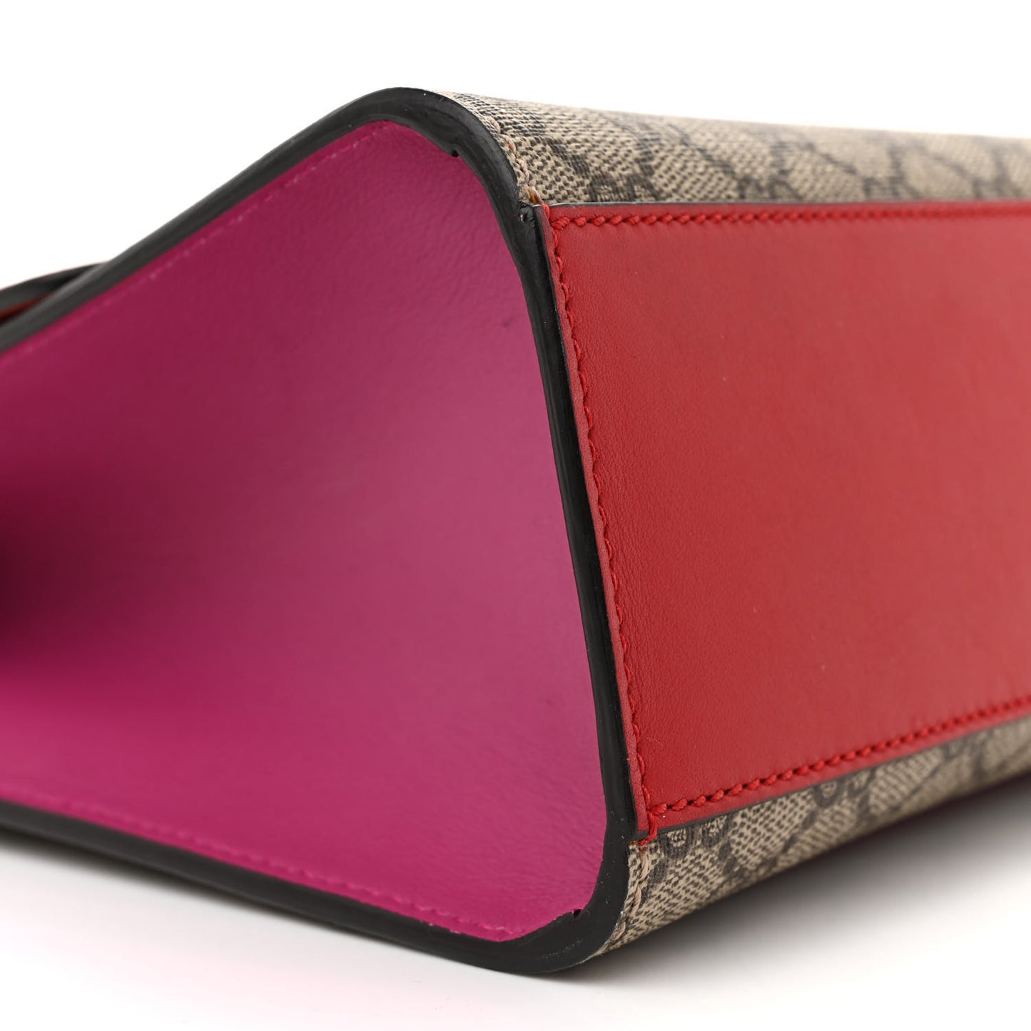 GG Supreme Monogram Calfskin Medium Padlock Shoulder Bag Beige Hibiscus Red New Rosette