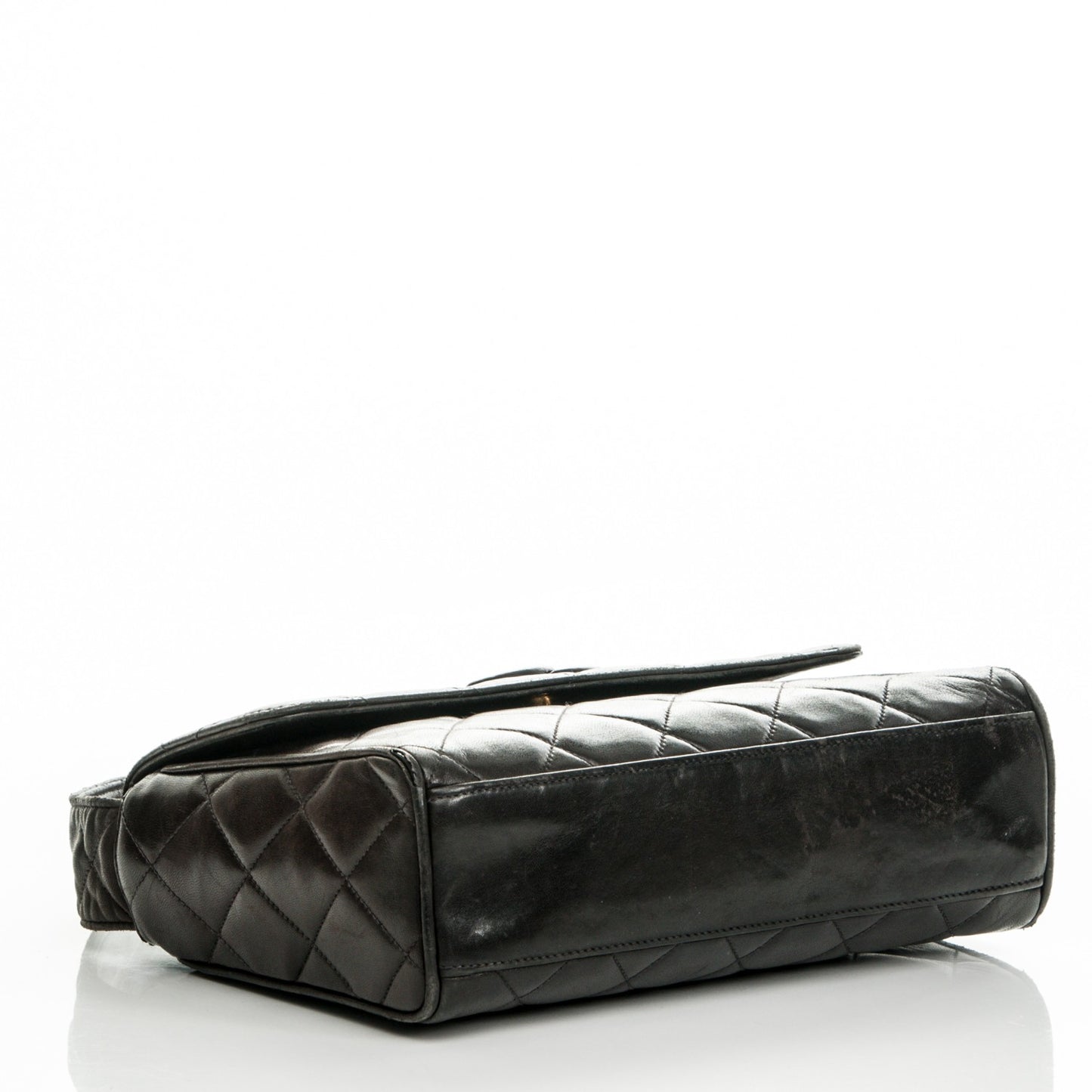 Lambskin Quilted CC Flap Shoulder Bag Dark Brown