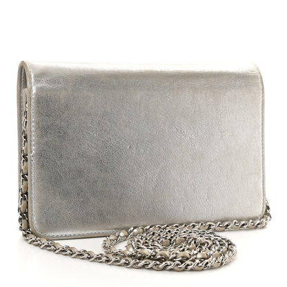 Chanel Metallic Lambskin Wallet on Chain WOC Silver 3 of 14