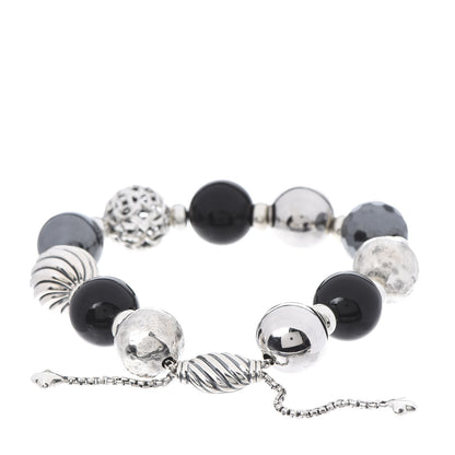David Yurman Sterling Silver Black Onyx Hematite 14mm Elements Bead Bracelet 3 of 4