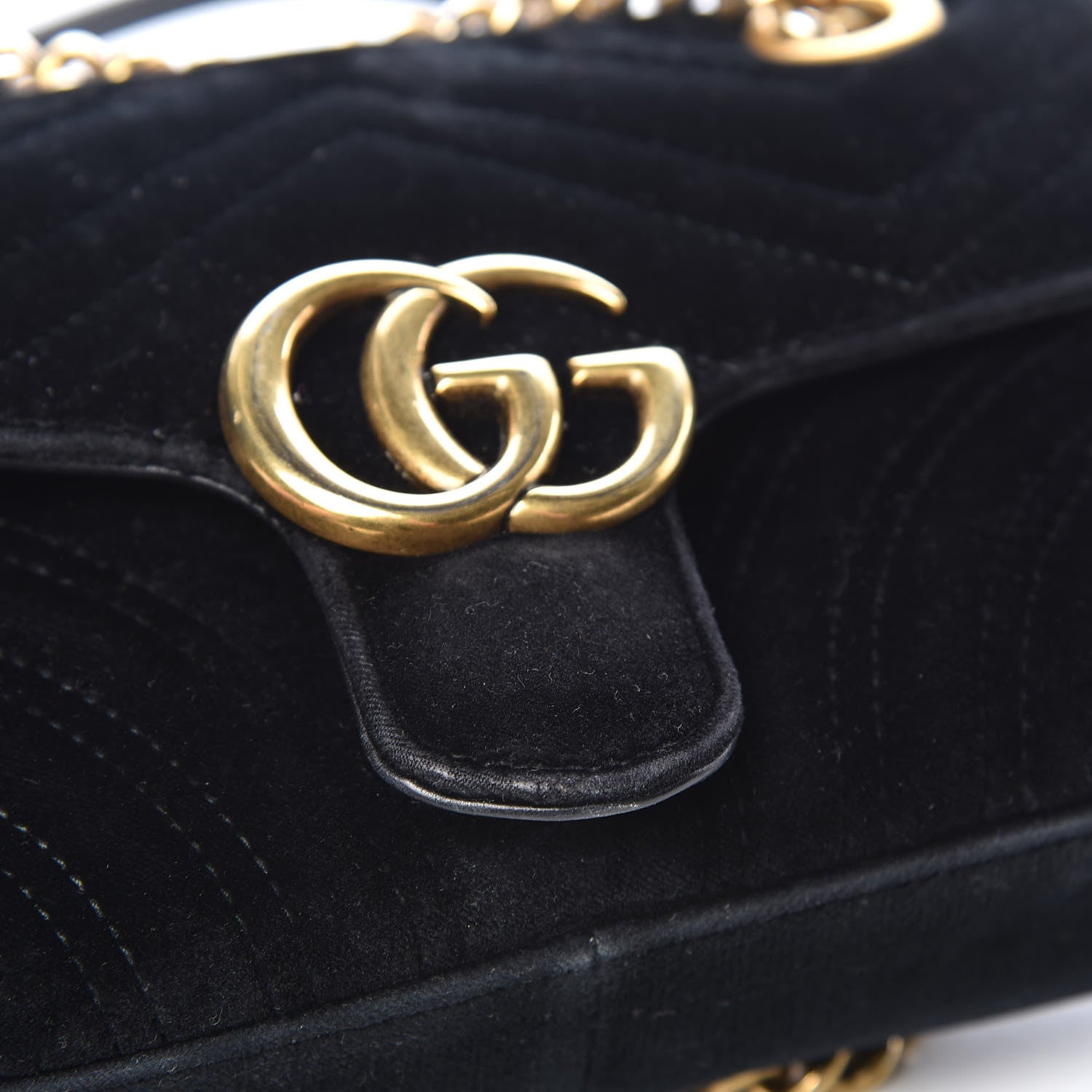 Gucci Velvet Matelasse Mini GG Marmont Shoulder Bag Black 10 of 15
