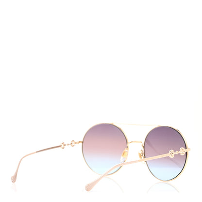 Gucci Metal Round Frame Horsebit Sunglasses GG0878S Gold 4 of 8