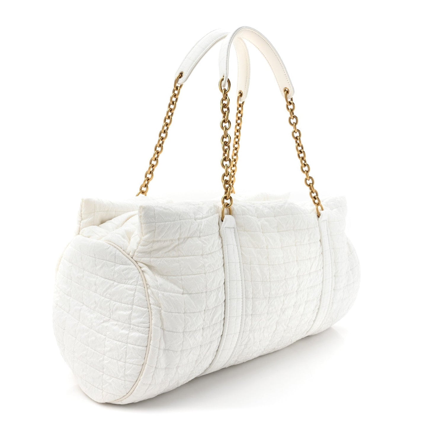 Nylon Gloria Quilted Travel Bag Milky White