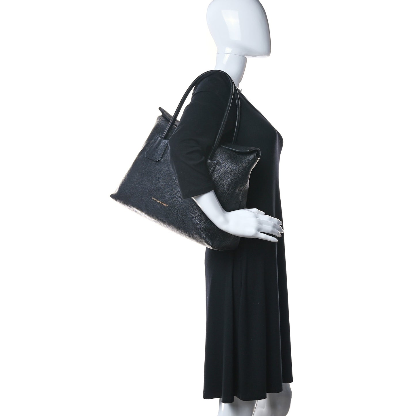 London Grainy Calfskin Medium Baynard Tote Black