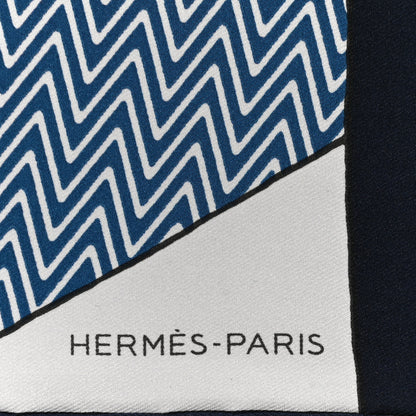 Hermes Silk Harnais Des Cabriolet Pocket Square Marine Rouge Canard 2 of 4