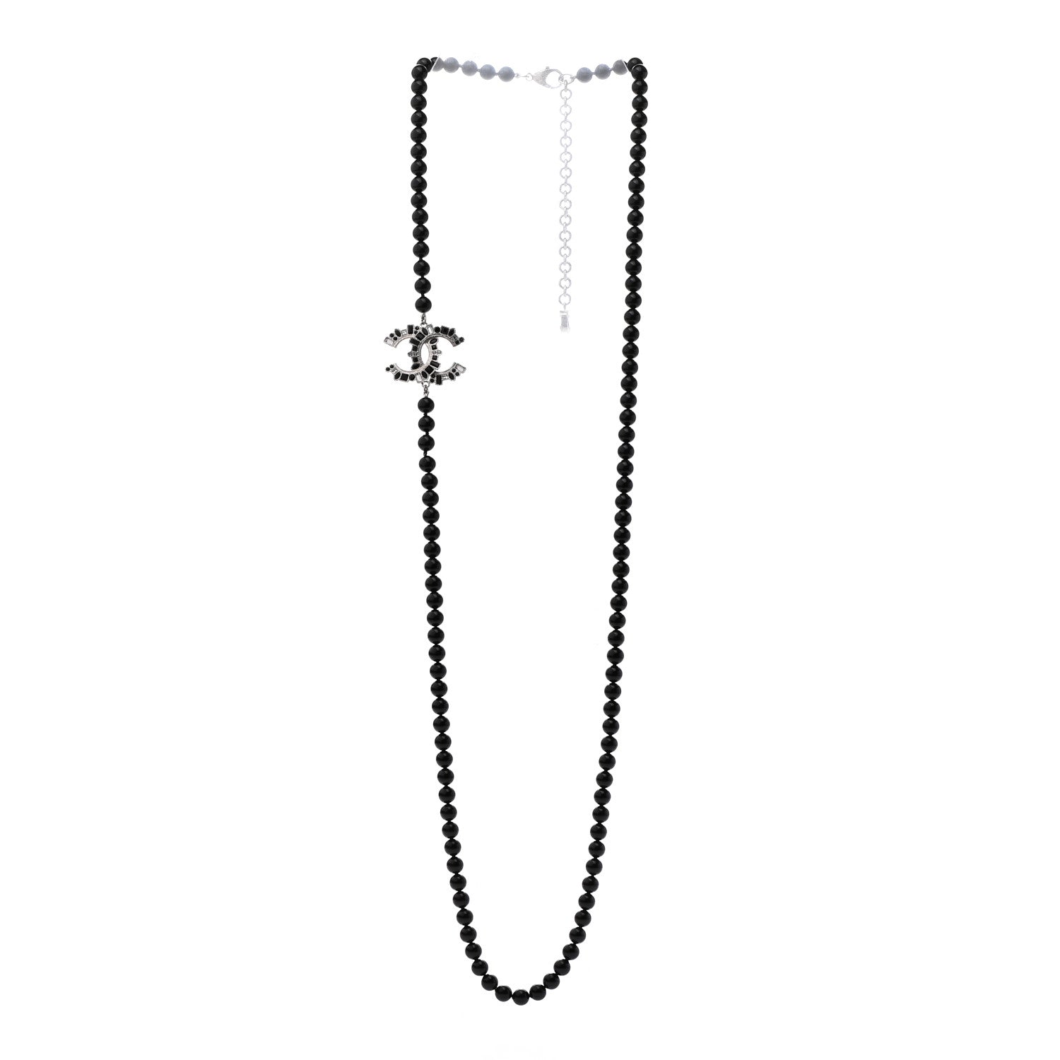 Chanel Pearl Bead CC Double Strand Necklace Black 3 of 6