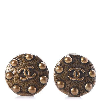 Chanel CC Round Clip On Earrings Bronze 1 of 5