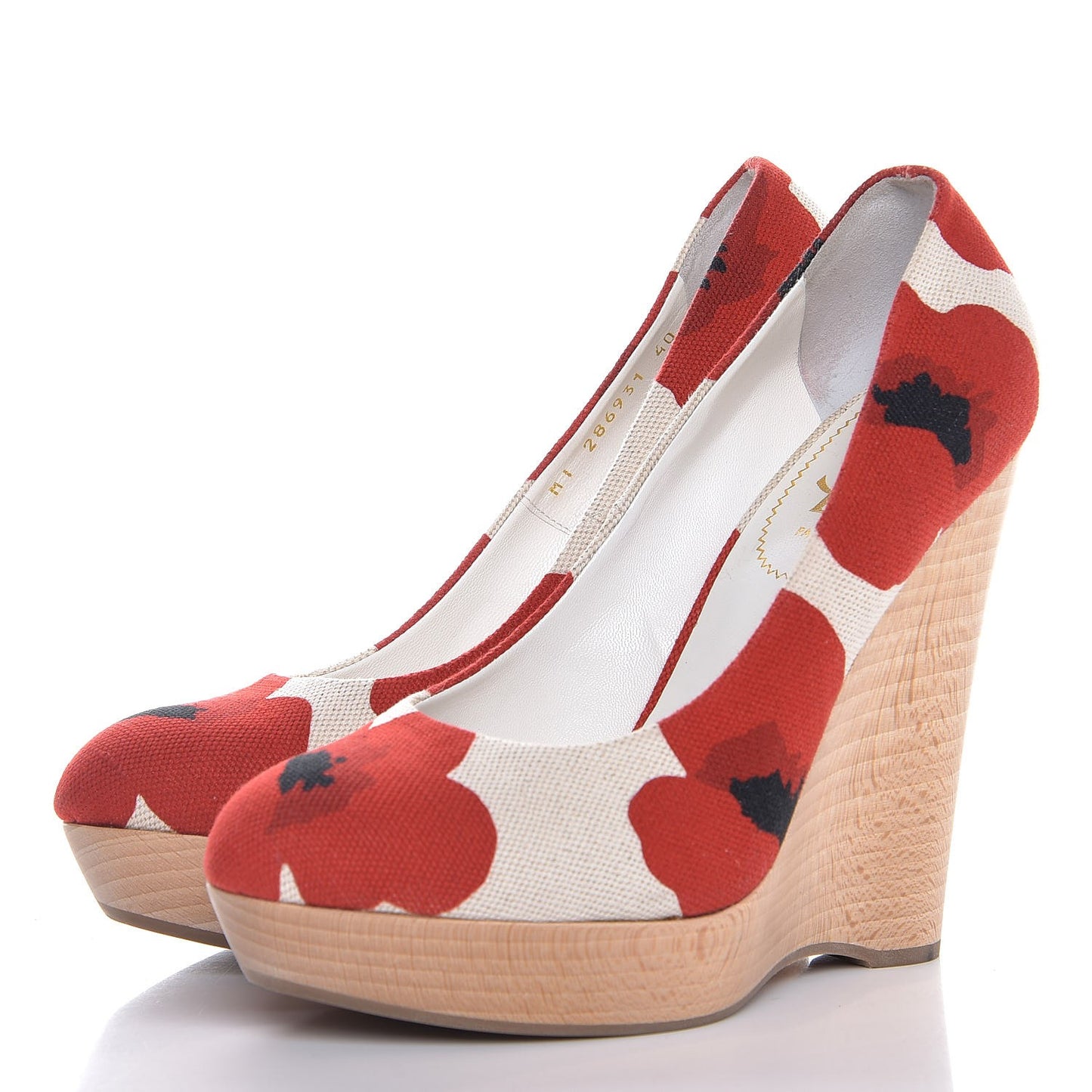 Canvas Printed Maryna 105 Wedges 40 Blanc Poppy