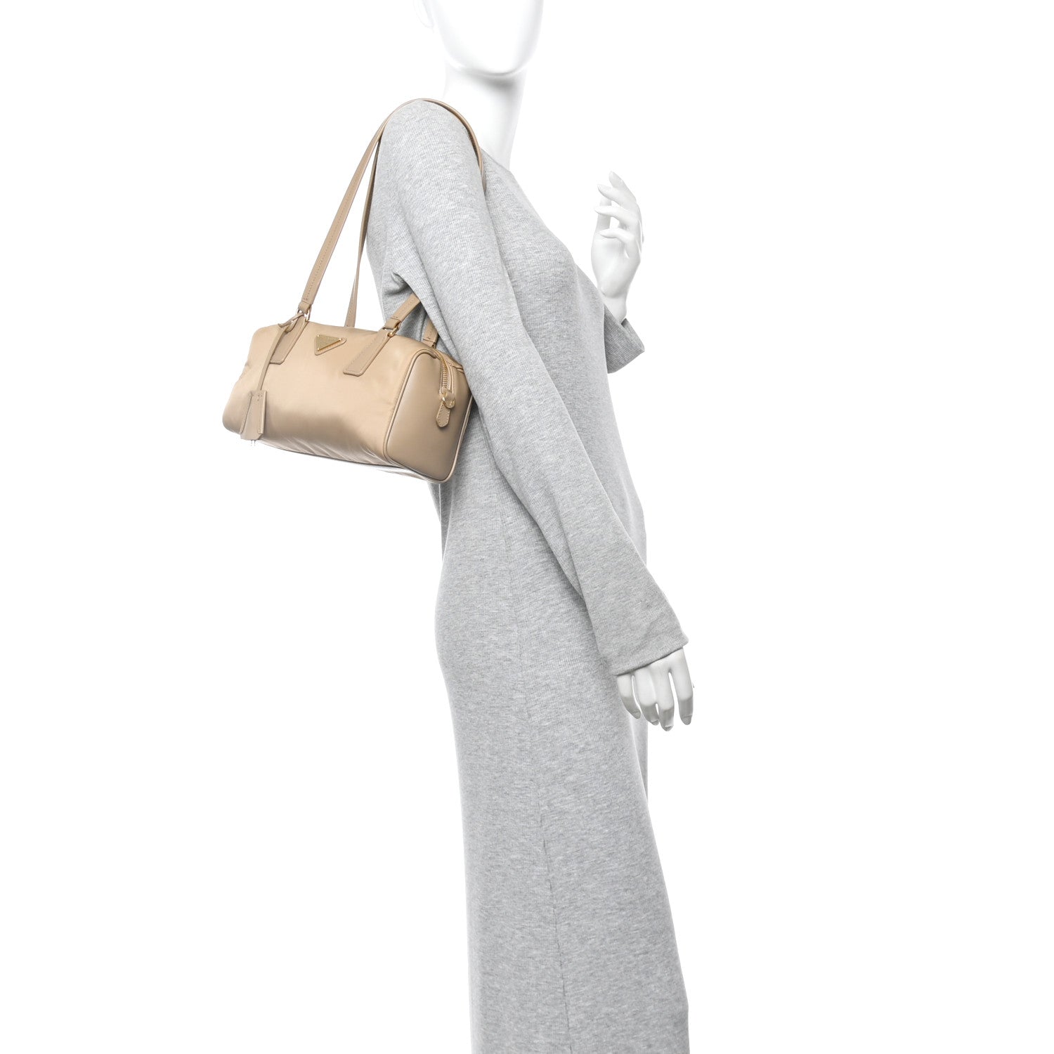 Prada Re-Nylon Vitello Medium Top Handle Bag With Padlock Cammeo 2 of 10