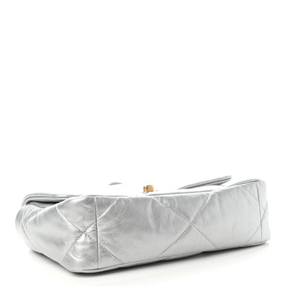 Chanel Metallic Goatskin Quilted Medium Chanel 19 Flap Silver 4 of 9