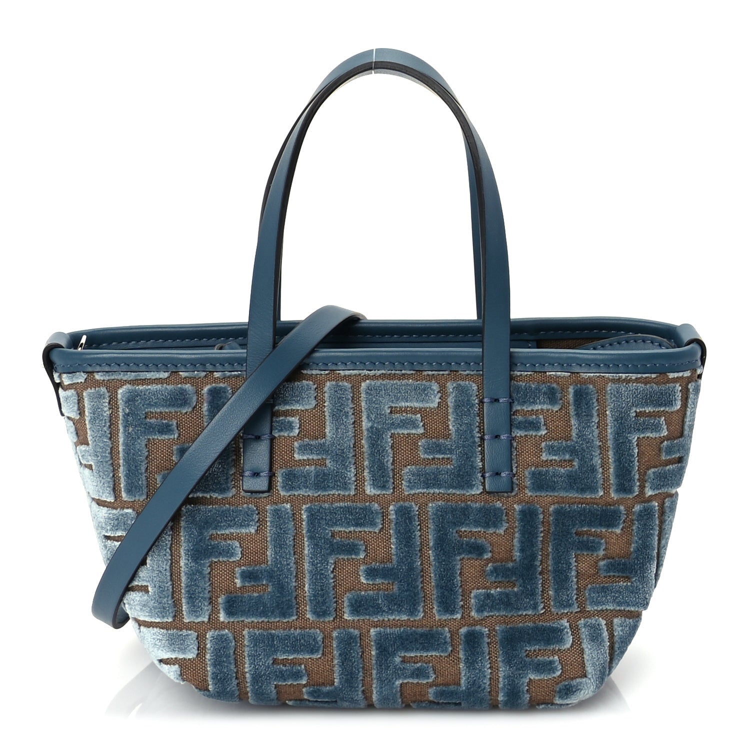 Fendi Velvet Jacquard FF Mini Roll Tote Anice 1 of 8