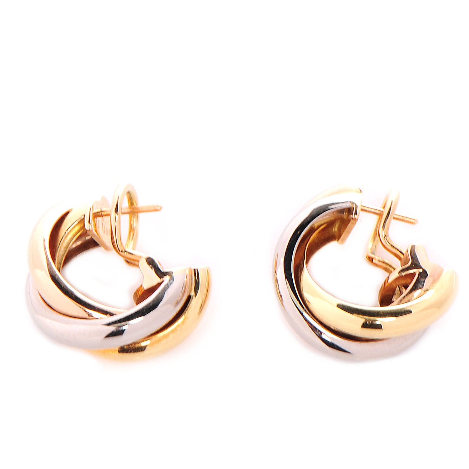 Cartier 18K Pink Yellow White Gold Small Trinity Earrings 1 of 9