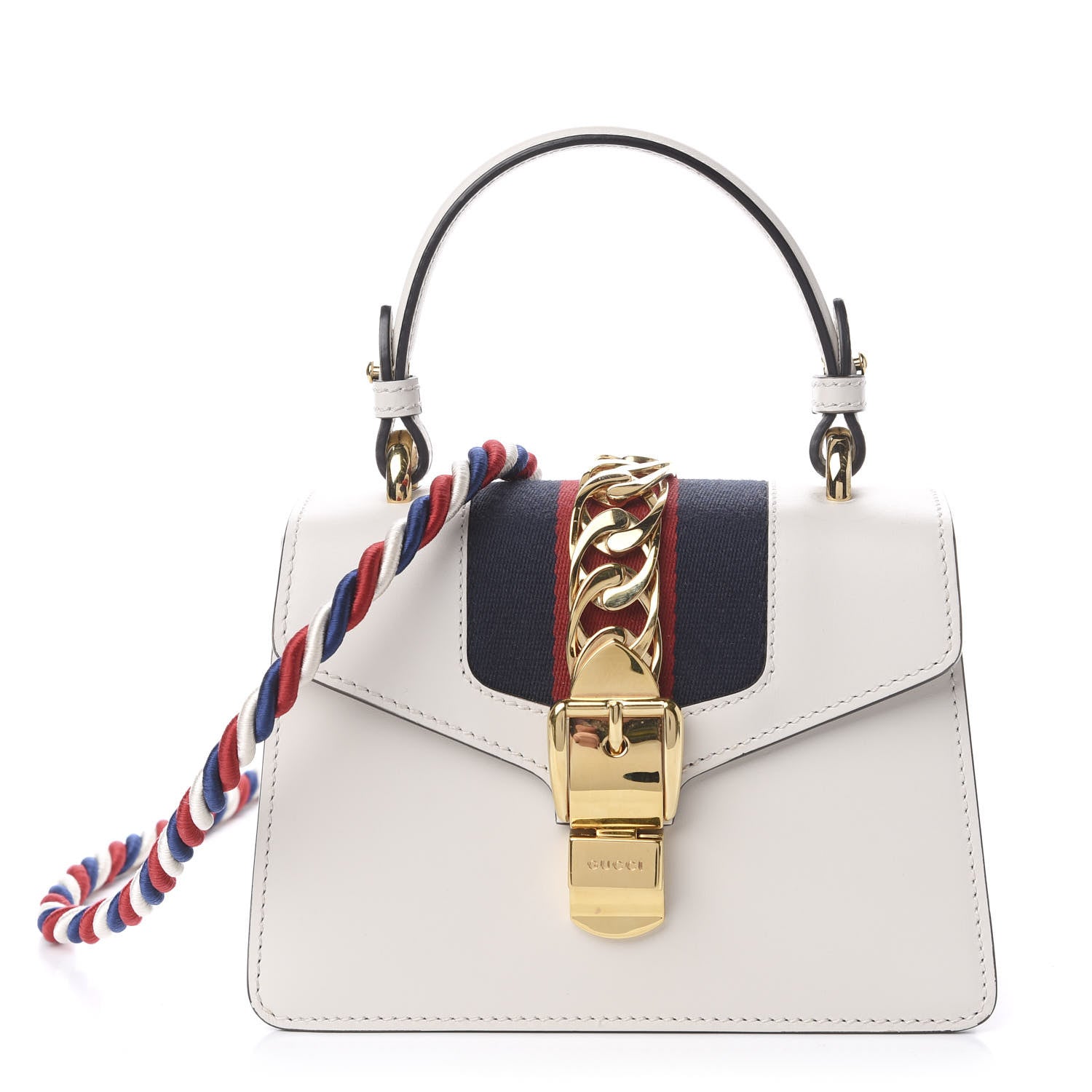 Gucci Calfskin Mini Sylvie Top Handle Bag White 1 of 12