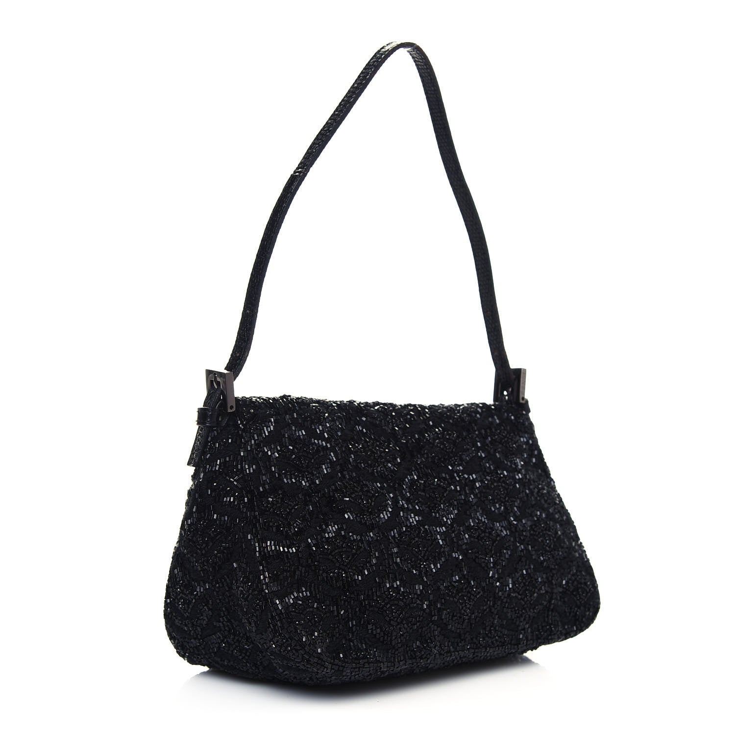Fendi Lizard Beaded Mini Mama Baguette Black 3 of 13