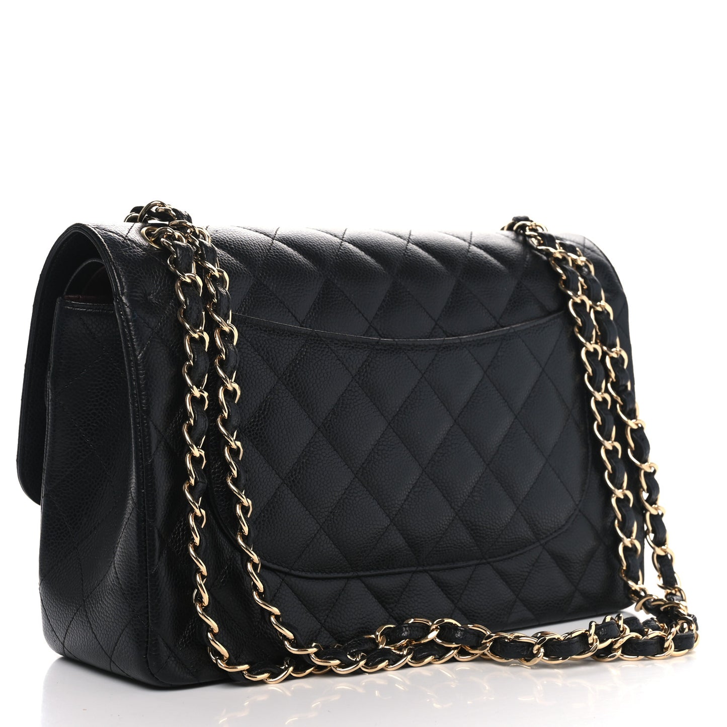 Caviar Quilted Jumbo Double Flap Black
