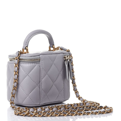 Chanel Lambskin Quilted Top Handle Mini Vanity Case With Chain Grey 2 of 4