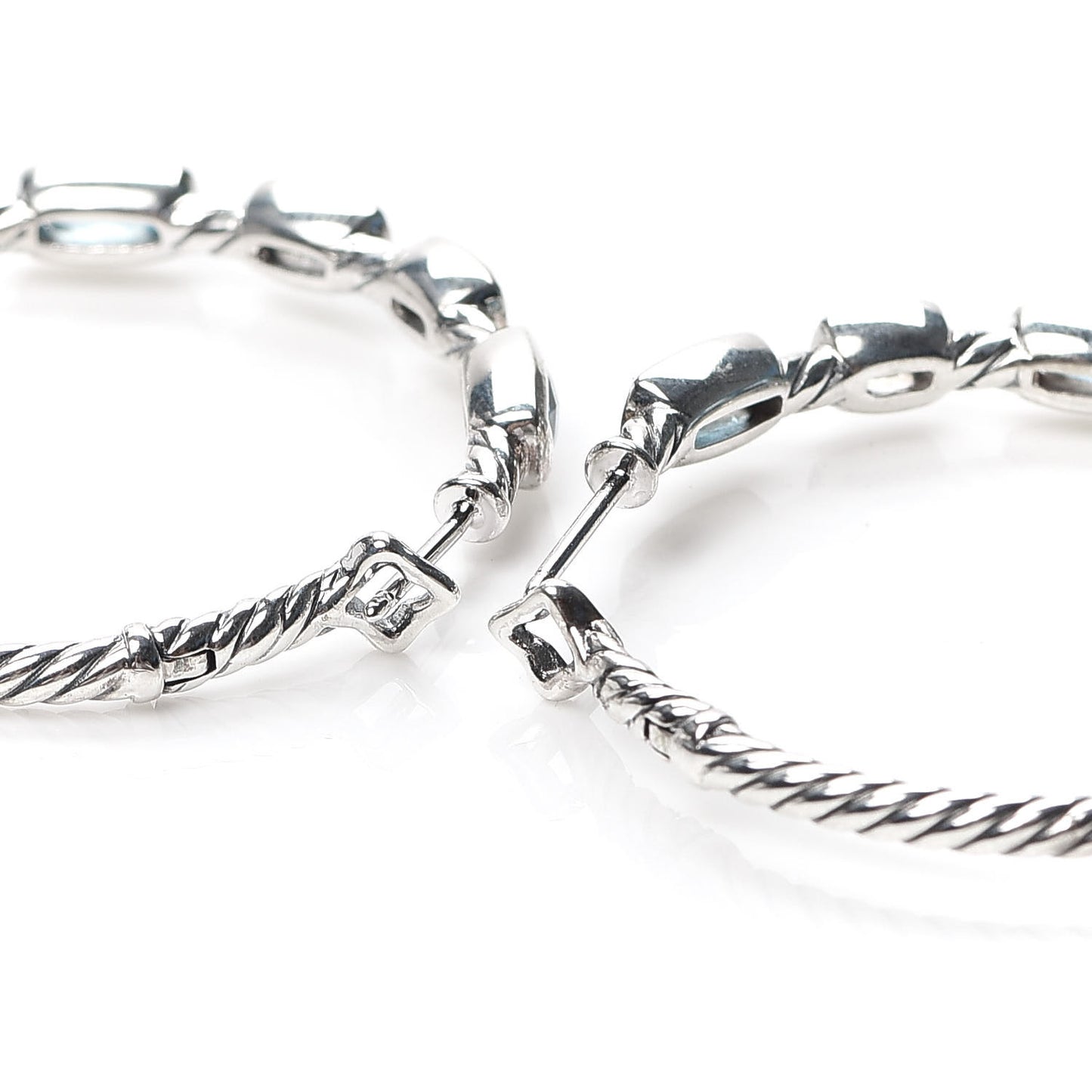 Sterling Silver Blue Topaz Confetti Hoop Earrings