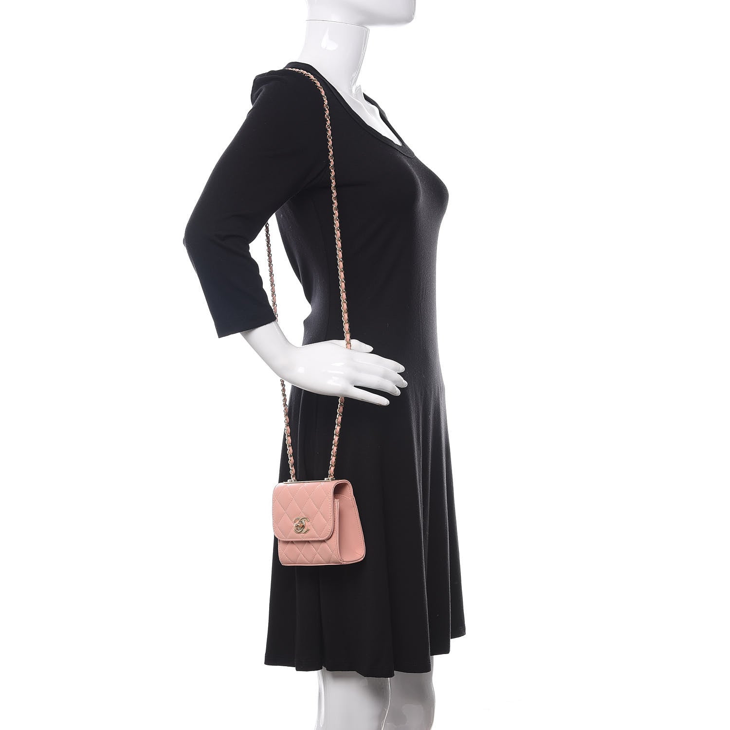 Chanel Lambskin Quilted Mini Trendy CC Clutch With Chain Light Pink 2 of 11