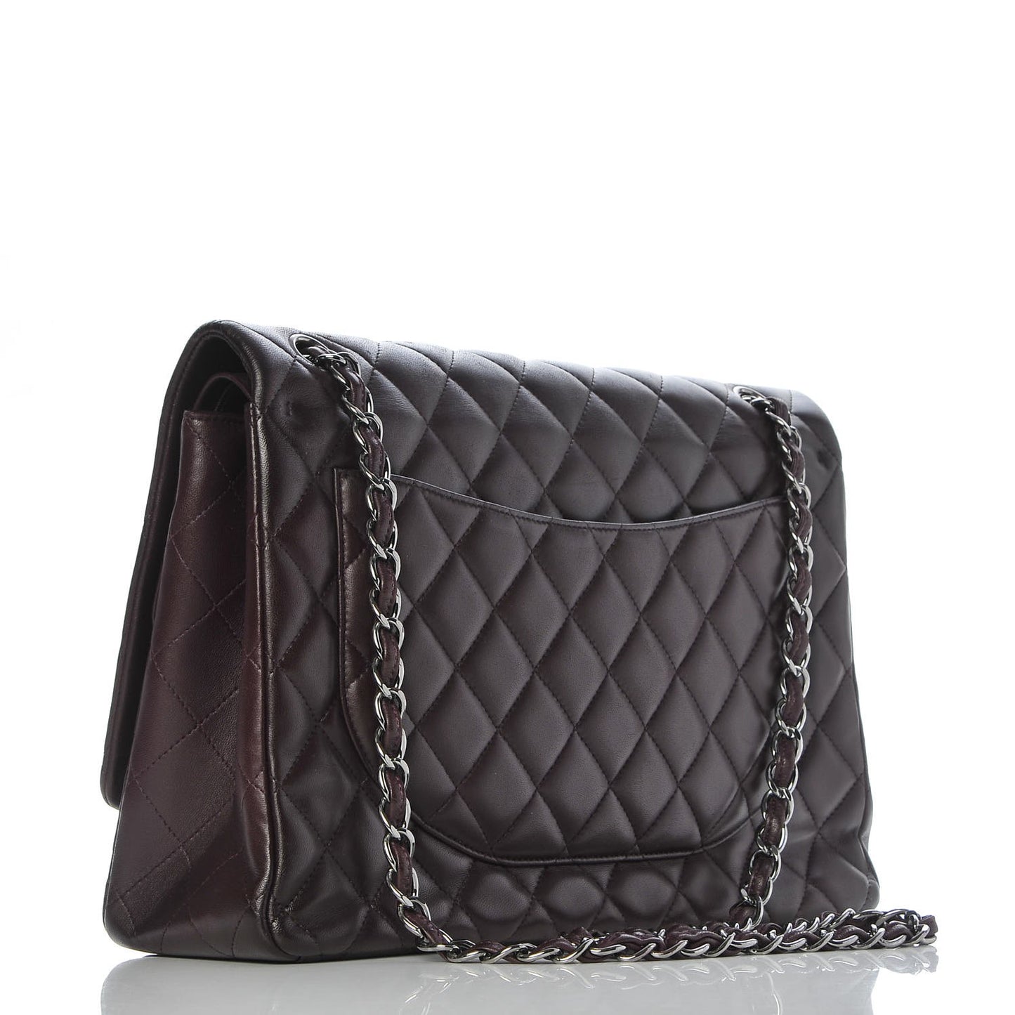 Lambskin Quilted Maxi Double Flap Purple