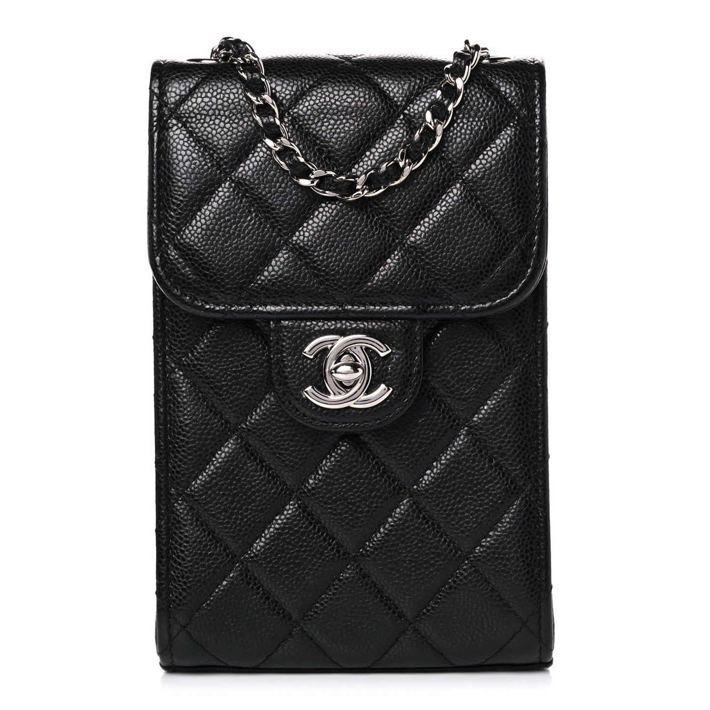 Caviar Quilted Classic Phone Holder Black