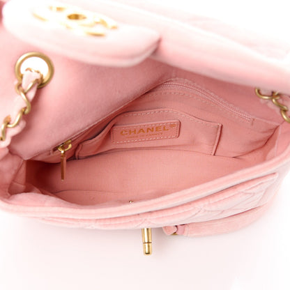 Chanel Velour Quilted Mini Double Frame Flap Rose 5 of 7