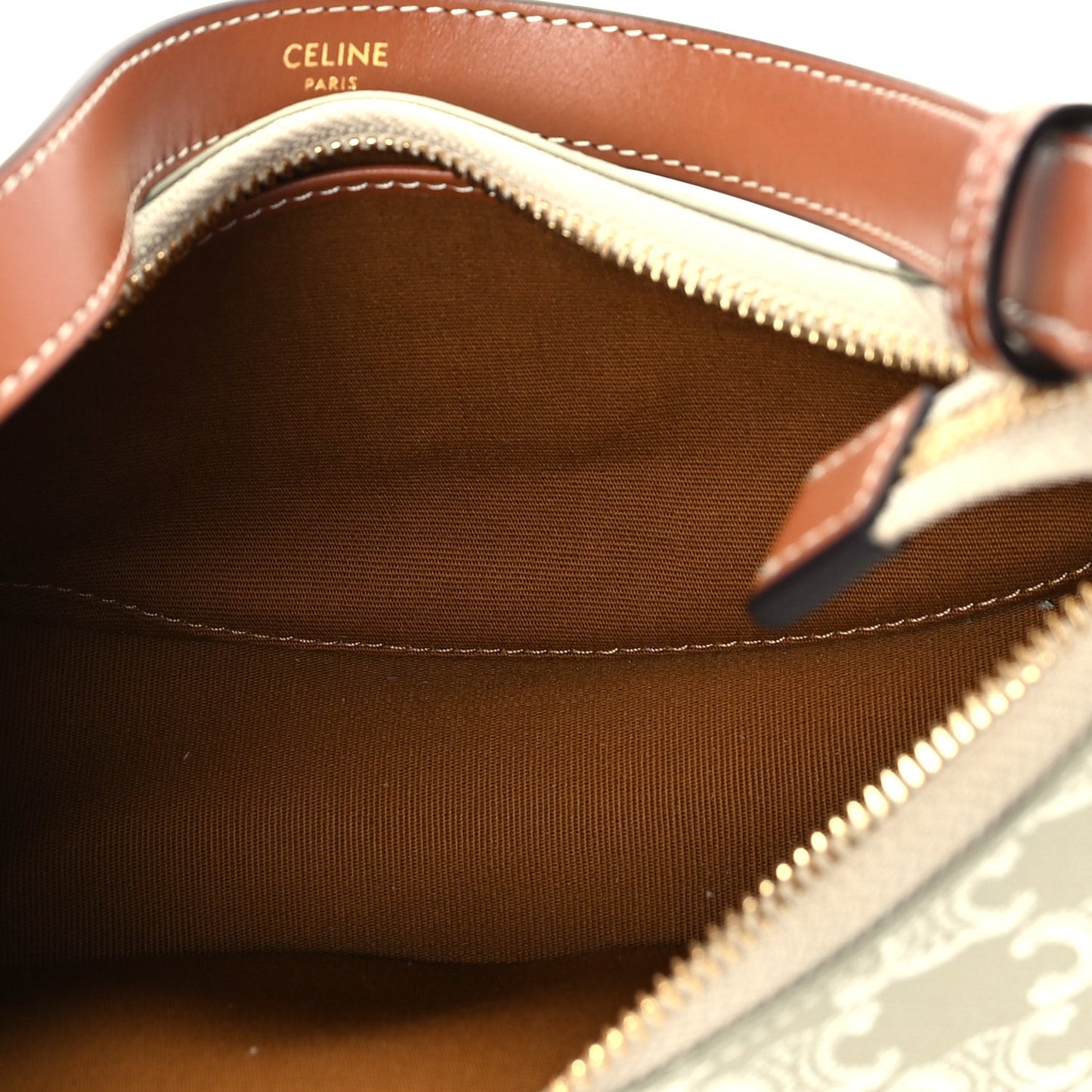 Canvas Calfskin Ava Triomphe Shoulder Bag Grege