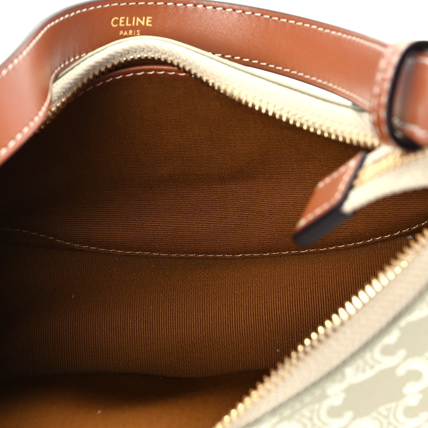 Celine Canvas Calfskin Ava Triomphe Shoulder Bag Grege 4 of 8