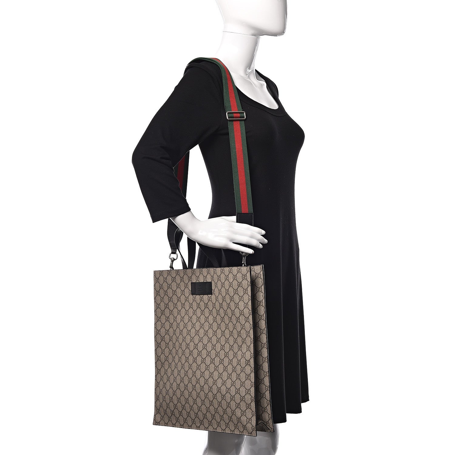 Gucci Soft GG Supreme Monogram Web Vertical Tote Black 2 of 10