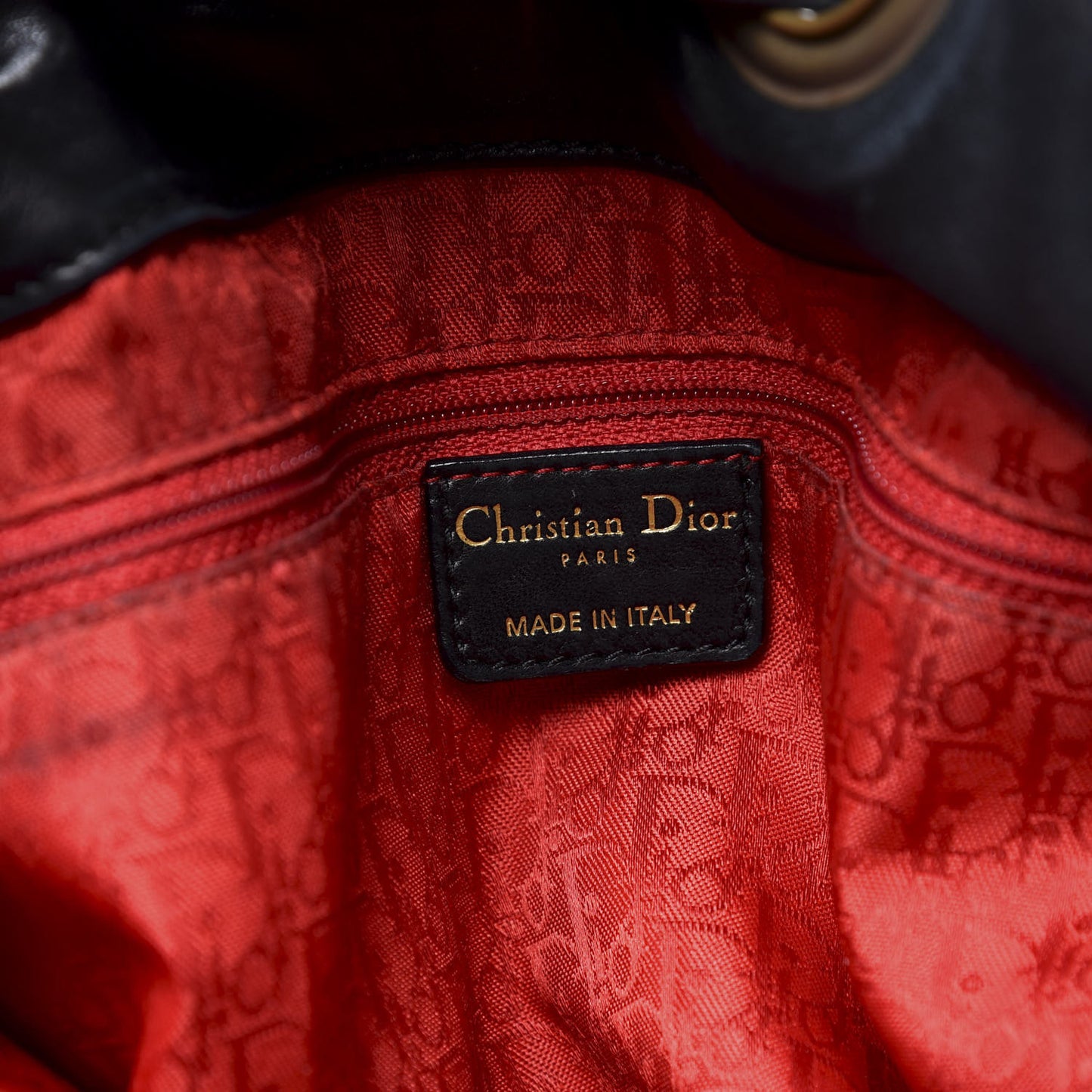 Lambskin Cannage Drawstring Bag Black