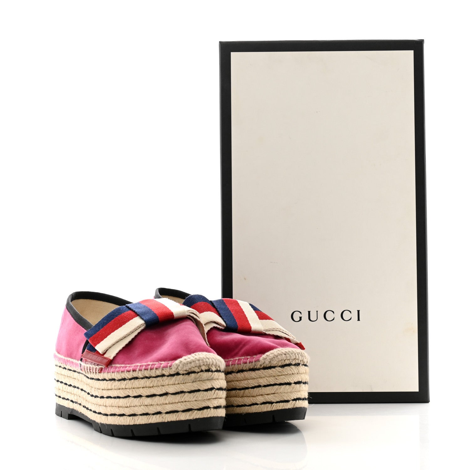 Gucci Velvet Sylvie Web Platform Espadrilles 38.5 Light Raspberry Rose 12 of 12