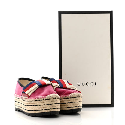 Gucci Velvet Sylvie Web Platform Espadrilles 38.5 Light Raspberry Rose 12 of 12