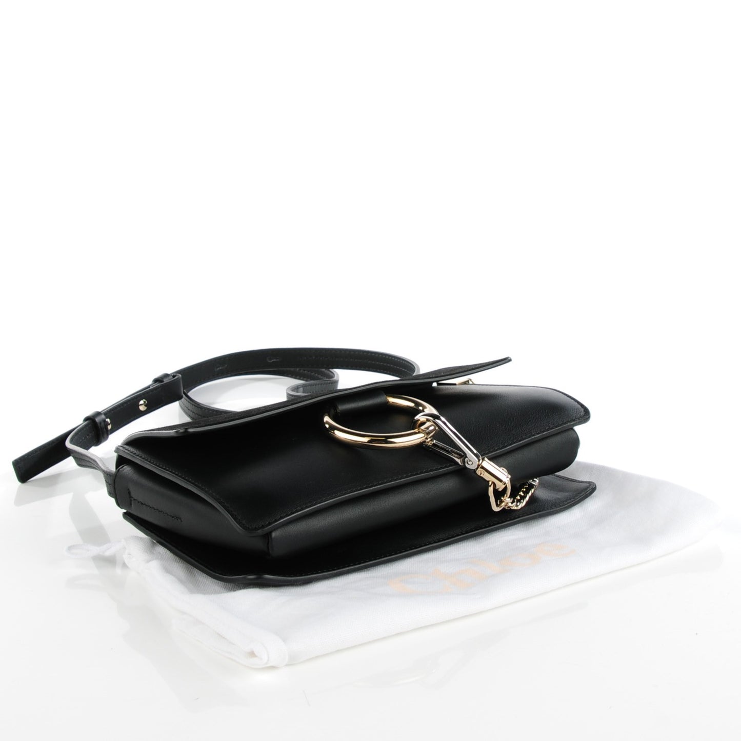 Suede Calfskin Small Faye Shoulder Bag Black