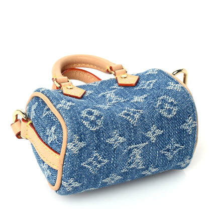 Louis Vuitton Monogram Micro Speedy Bag Charm Denim Sunset Blue 3 of 8