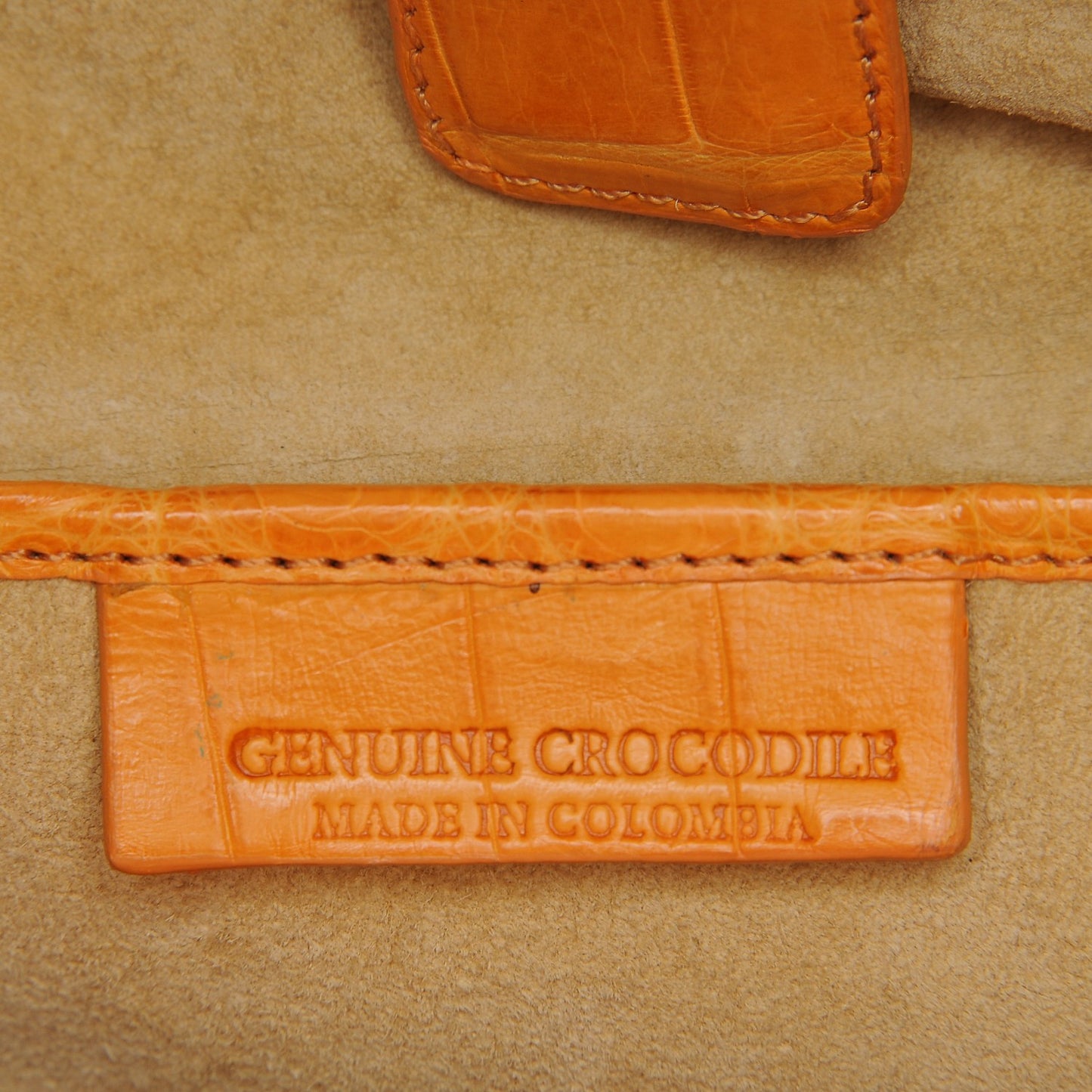 Crocodile Flower Embellished Satchel Orange