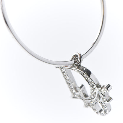 Christian Dior Crystal Logo Hoop Earrings Silver 4 of 4