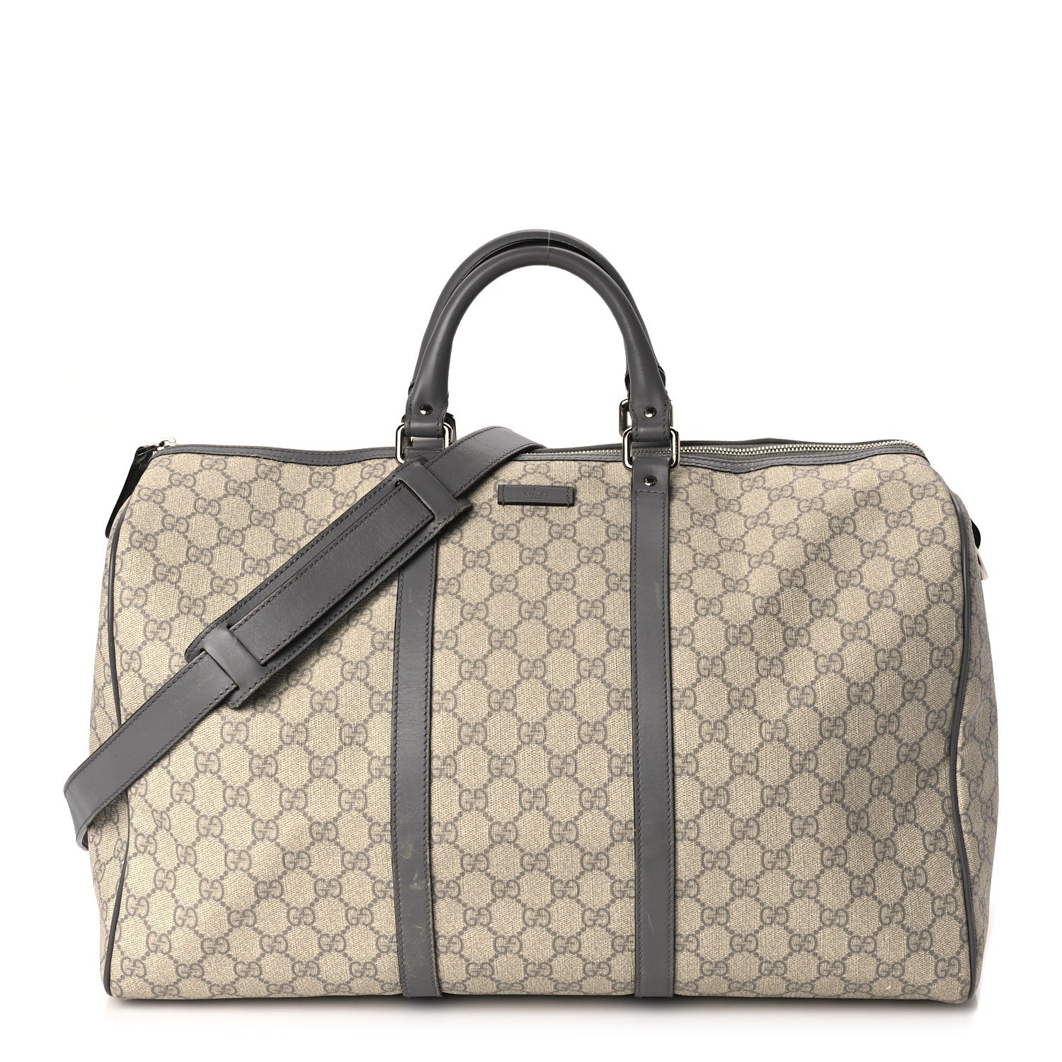 Gucci GG Supreme Monogram Selleria Calfskin Medium Carry On Duffle Bag Beige Grey 1 of 11