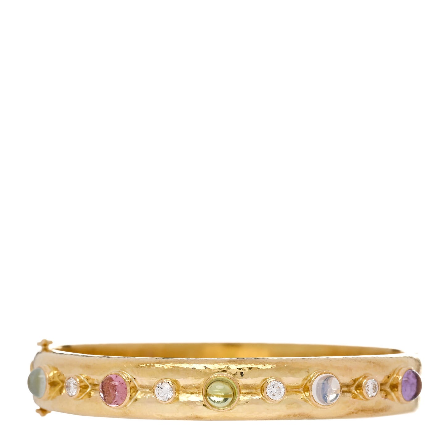 19K Yellow Gold Diamond Multi Gemstone Tutti Frutti Bangle Bracelet