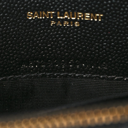 Saint Laurent Grain De Poudre Matelasse Chevron Monogram Envelope Chain Wallet Black 7 of 9