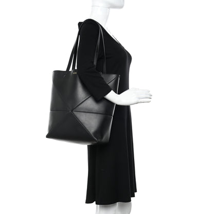 Loewe Shiny Calfskin Medium Puzzle Fold Tote Black 2 of 14