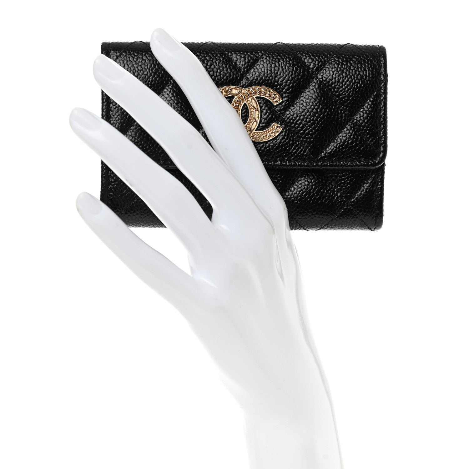 Chanel Caviar Quilted Chain CC Flap Card Holder Black 2 of 9