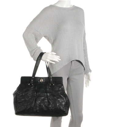 Chanel Glazed Calfskin Large On The Road Large Frame Tote Black 2 of 9