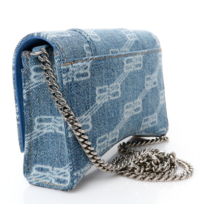 Balenciaga Denim BB Monogram Hourglass Chain Bag Blue 3 of 11