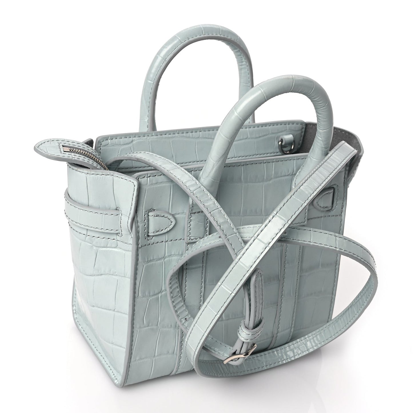 Shiny Crocodile Embossed Micro Zipped Bayswater Blue