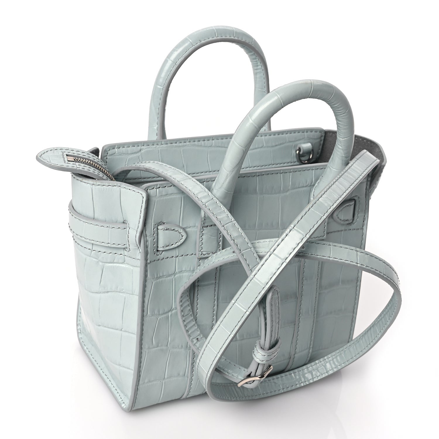 Mulberry Shiny Crocodile Embossed Micro Zipped Bayswater Blue 2 of 8